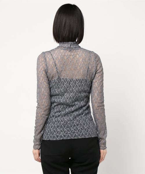 DouDou（ドゥドゥ）の「レースタートル（Tシャツ/カットソー・レディース・ベージュ/グレー/オフホワイト・FREE）」の4枚目の写真