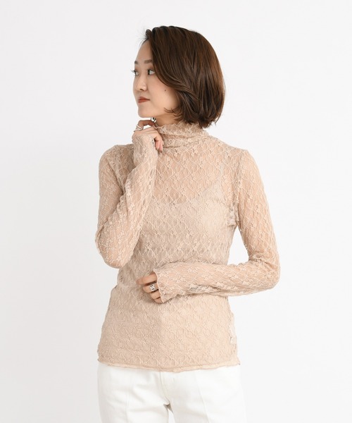 DouDou（ドゥドゥ）の「レースタートル（Tシャツ/カットソー・レディース・ベージュ/グレー/オフホワイト・FREE）」の3枚目の写真