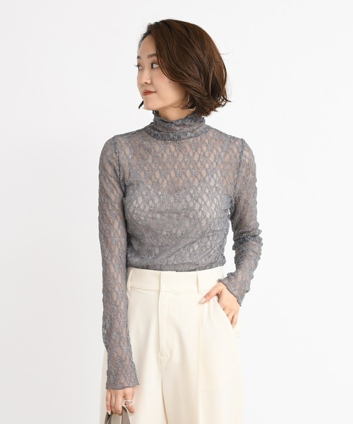 DouDou（ドゥドゥ）の「レースタートル（Tシャツ/カットソー・レディース・ベージュ/グレー/オフホワイト・FREE）」の2枚目の写真