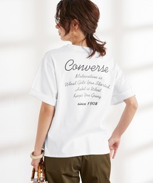 CONVERSE コンバース Chaco closet別注 袖ロールアップバックロゴプリント半袖Tシャツ