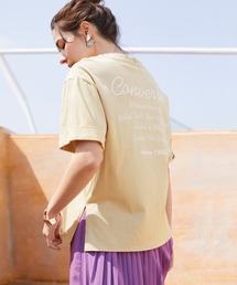 CONVERSE コンバース Chaco closet別注 袖ロールアップバックロゴプリント半袖Tシャツ