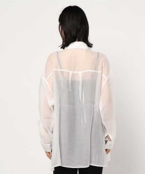 KOBE LETTUCE（コウベレタス）の「ビッグシルエットシアーシャツ（シャツ/ブラウス・レディース・ブラック/ミント/ラベンダー/オフホワイト/ライトベージュ/グリーン系その他/ブラック系その他/グレイッシュベージュ/ピンク/ホワイト/キャメル/ブルー/ホワイト系その他/パープル系その他・FREE）」の16枚目の写真