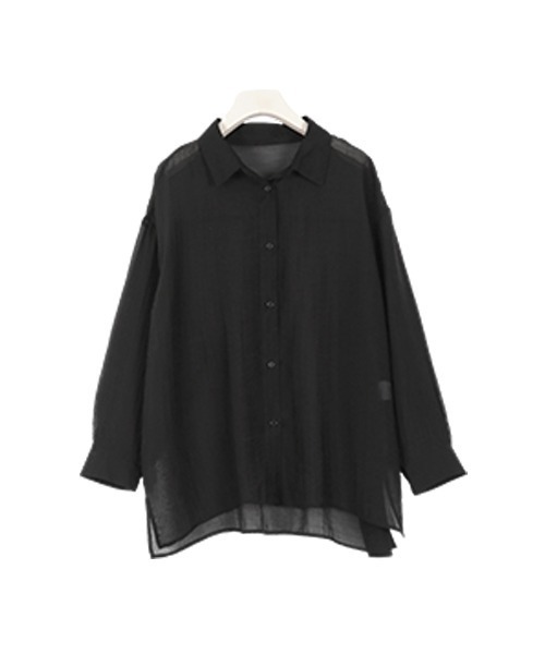 KOBE LETTUCE（コウベレタス）の「ビッグシルエットシアーシャツ（シャツ/ブラウス・レディース・ブラック/ミント/ラベンダー/オフホワイト/ライトベージュ/グリーン系その他/ブラック系その他/グレイッシュベージュ/ピンク/ホワイト/キャメル/ブルー/ホワイト系その他/パープル系その他・FREE）」の5枚目の写真