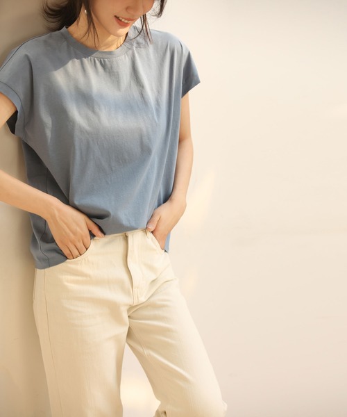 SAISON DE PAPILLON(セゾンドパピヨン)の「【綿100%】フレンチスリーブクルーネックゆるTシャツ(Tシャツ/カットソー・レディース・ブラック/ホワイト/グリーン/ブルー・S/XL/L/M)」の18枚目の写真