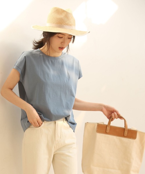 SAISON DE PAPILLON(セゾンドパピヨン)の「【綿100%】フレンチスリーブクルーネックゆるTシャツ(Tシャツ/カットソー・レディース・ブラック/ホワイト/グリーン/ブルー・S/XL/L/M)」の16枚目の写真