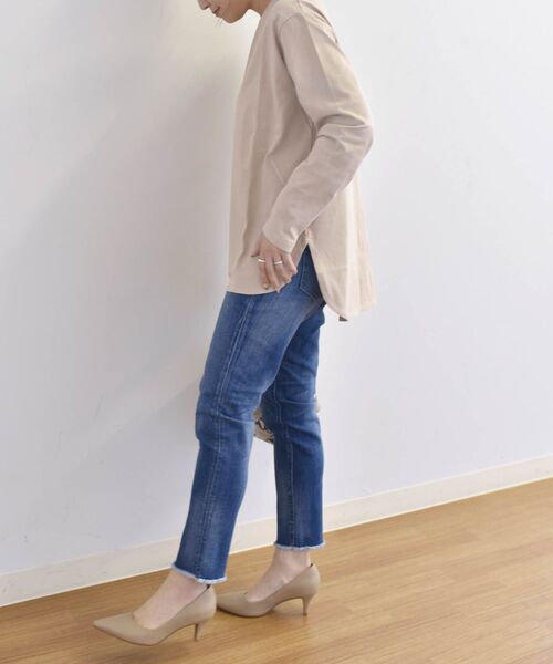 SHIPS any（シップス エニィ）の「SHIPS any:ラウンドヘムロングスリーブTEE◇◇◇（Tシャツ/カットソー・レディース・ホワイト/ベージュ/オフホワイト・ONE SIZE）」の5枚目の写真