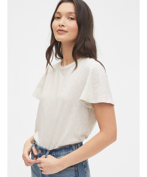 GAP（ギャップ）の「フラッタースリーブtシャツ（Tシャツ/カットソー・レディース・ブラック/ホワイト/ピンク/ベージュ/ナチュラル・XS/S/M/XXS/L）」の5枚目の写真