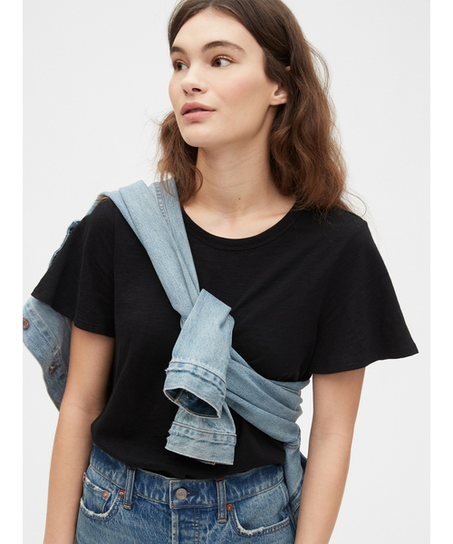 GAP（ギャップ）の「フラッタースリーブtシャツ（Tシャツ/カットソー・レディース・ブラック/ホワイト/ピンク/ベージュ/ナチュラル・XS/S/M/XXS/L）」の8枚目の写真