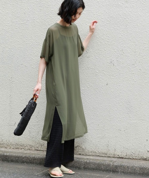 LAKOLE（ラコレ）の「シアージョーゼットワンピース / LAKOLE（ワンピース・レディース・ブラック/ベージュ/オリーブ・SMALL/MEDIUM）」の2枚目の写真