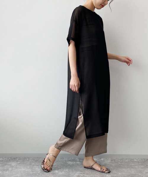 LAKOLE（ラコレ）の「シアージョーゼットワンピース / LAKOLE（ワンピース・レディース・ブラック/ベージュ/オリーブ・SMALL/MEDIUM）」の5枚目の写真