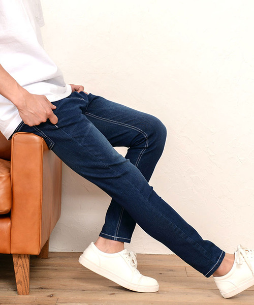 CavariA(キャバリア)の「『CavariA/キャバリア』スーパーストレッチデニムパンツ(デニムパンツ・メンズ・ブルー系その他/ネイビー/ブルー/ワンウォッシュ・L/XL/M/S)」の4枚目の写真