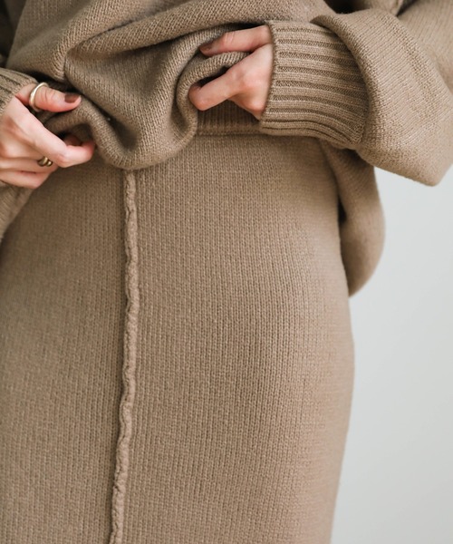 select MOCA（セレクトモカ）の「バックギャザーニットセットアップ（セットアップ・レディース・オリーブ/ライトブラウン/ライトベージュ・FREE）」の10枚目の写真