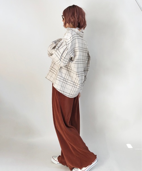 Mysa&Liina(ミーサリーナ)の「ボリューム袖チェックシャツ(シャツ/ブラウス・レディース・ブラウン/ベージュ・M)」の10枚目の写真