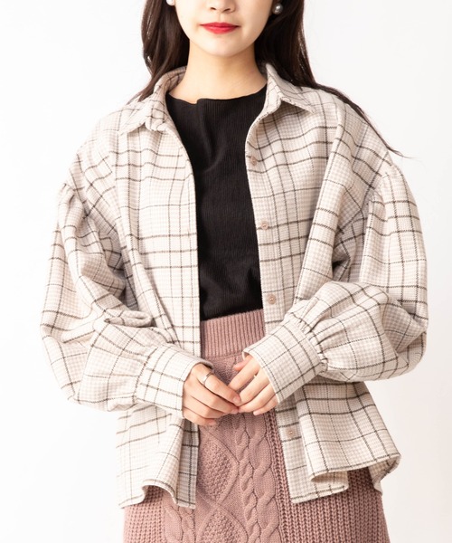 Mysa&Liina(ミーサリーナ)の「ボリューム袖チェックシャツ(シャツ/ブラウス・レディース・ブラウン/ベージュ・M)」の19枚目の写真