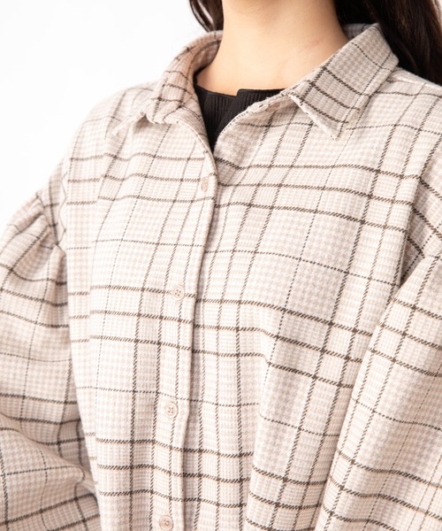 Mysa&Liina(ミーサリーナ)の「ボリューム袖チェックシャツ(シャツ/ブラウス・レディース・ブラウン/ベージュ・M)」の17枚目の写真