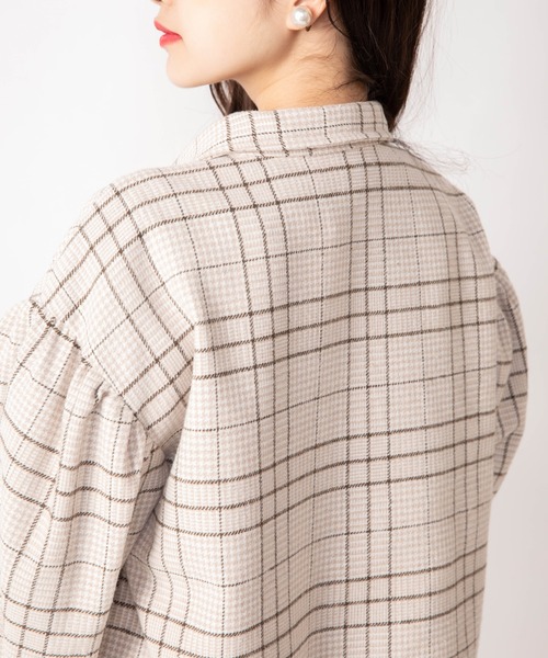 Mysa&Liina(ミーサリーナ)の「ボリューム袖チェックシャツ(シャツ/ブラウス・レディース・ブラウン/ベージュ・M)」の15枚目の写真