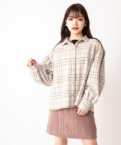 Mysa&Liina(ミーサリーナ)の「ボリューム袖チェックシャツ(シャツ/ブラウス・レディース・ブラウン/ベージュ・M)」の14枚目の写真