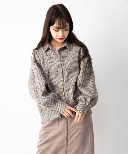 Mysa&Liina(ミーサリーナ)の「ボリューム袖チェックシャツ(シャツ/ブラウス・レディース・ブラウン/ベージュ・M)」の22枚目の写真