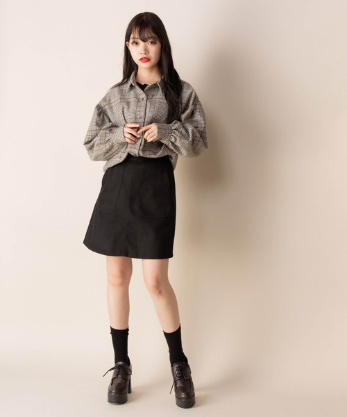 Mysa&Liina(ミーサリーナ)の「ボリューム袖チェックシャツ(シャツ/ブラウス・レディース・ブラウン/ベージュ・M)」の5枚目の写真