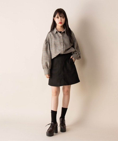 Mysa&Liina(ミーサリーナ)の「ボリューム袖チェックシャツ(シャツ/ブラウス・レディース・ブラウン/ベージュ・M)」の8枚目の写真