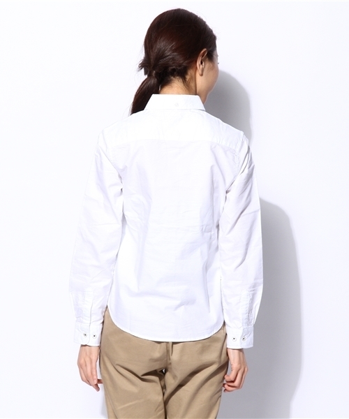 GIORDANO（ジョルダーノ）の「[GIORDANO]コットンオックスフォードライオン刺繍長袖シャツ（シャツ/ブラウス・レディース・ホワイト/カーキ/ネイビー/イエロー/レッド/グレー・SMALL/LARGE/MEDIUM）」の12枚目の写真