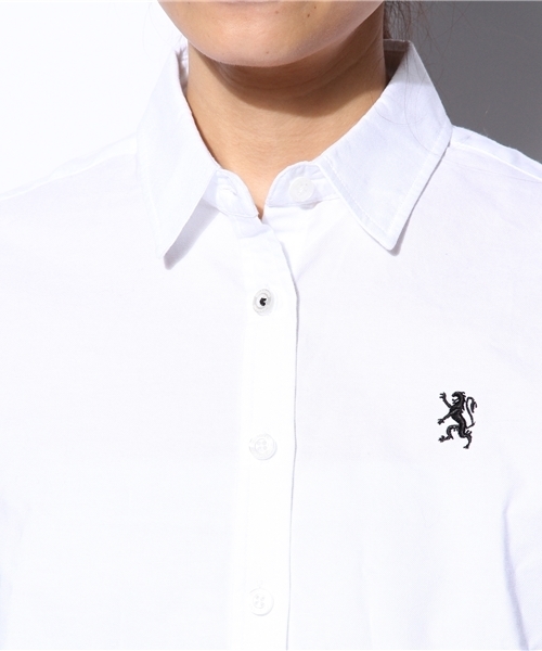 GIORDANO（ジョルダーノ）の「[GIORDANO]コットンオックスフォードライオン刺繍長袖シャツ（シャツ/ブラウス・レディース・ホワイト/カーキ/ネイビー/イエロー/レッド/グレー・SMALL/LARGE/MEDIUM）」の14枚目の写真