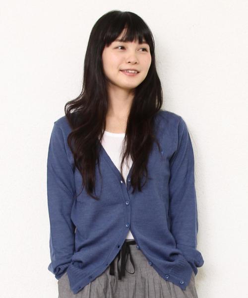 coen（コーエン）の「ウォッシャブルＶネックカーディガン（カーディガン/ボレロ・レディース・コバルトブルー/ブラック/ネイビー/レッド/ライトグレー/ケリー・MEDIUM/LARGE）」の6枚目の写真