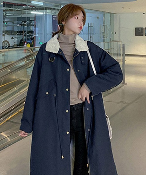 477 PGG 定価68,200円 レディース コート アウター ネイビー S COUP DE CHANCE（クードシャンス）の「◇ショールカラーロングダウン