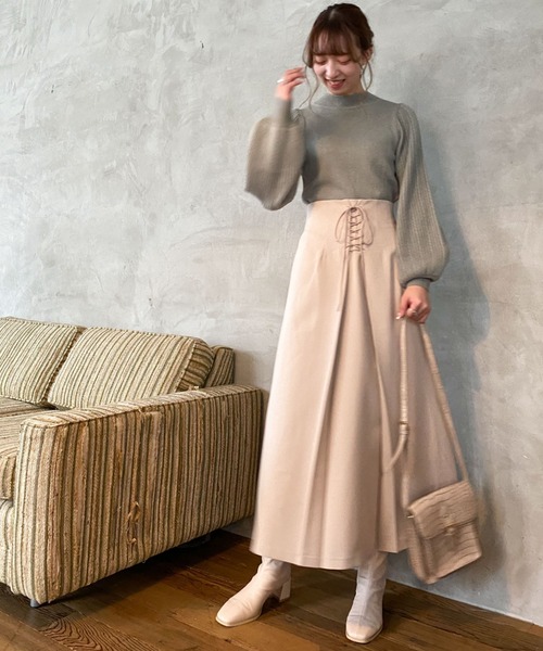 archives（アルシーヴ）の「フロントレースアップスカート（スカート・レディース・ブルー/アイボリー/ピンクベージュ・MEDIUM）」の10枚目の写真