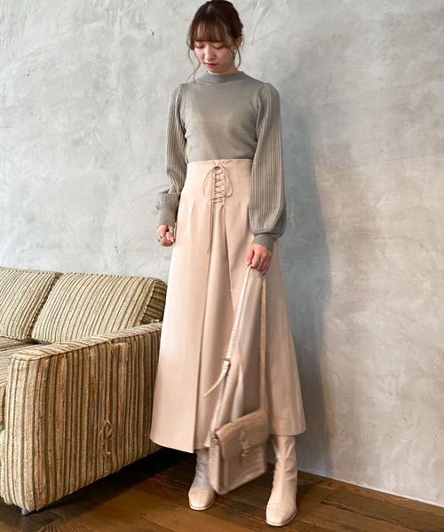 archives（アルシーヴ）の「フロントレースアップスカート（スカート・レディース・ブルー/アイボリー/ピンクベージュ・MEDIUM）」の9枚目の写真