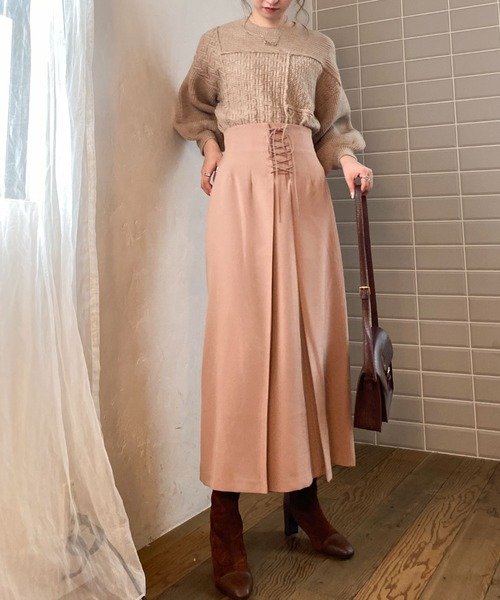 archives（アルシーヴ）の「フロントレースアップスカート（スカート・レディース・ブルー/アイボリー/ピンクベージュ・MEDIUM）」の8枚目の写真