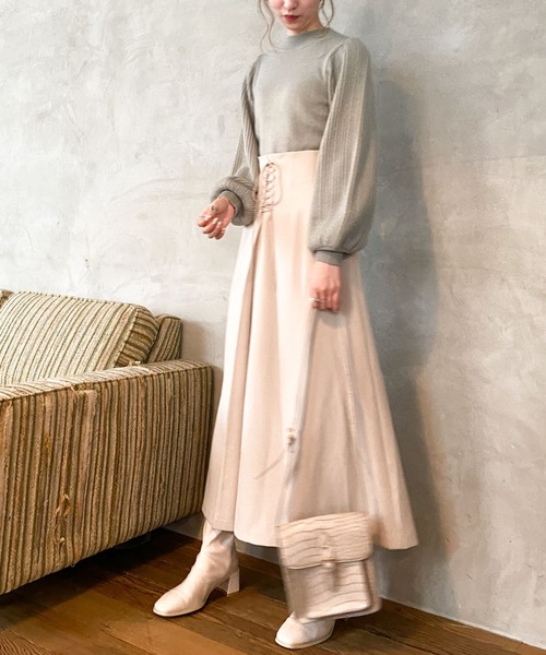 archives（アルシーヴ）の「フロントレースアップスカート（スカート・レディース・ブルー/アイボリー/ピンクベージュ・MEDIUM）」の11枚目の写真