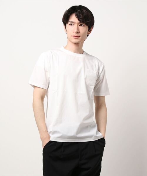 Tシャツ・カットソー Fay FRENCH NECK STRETCH SHIRT 合繊ストレッチドライTシャツ（Tシャツ/カットソー