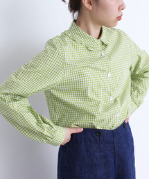 【WEB別注カラー】ギンガム/無地 フリル衿ブラウス