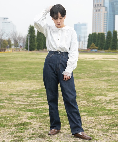 kutir（クティール）の「レース襟ピンタックブラウス（シャツ/ブラウス・レディース・ホワイト/チャコールグレー・FREE）」の5枚目の写真