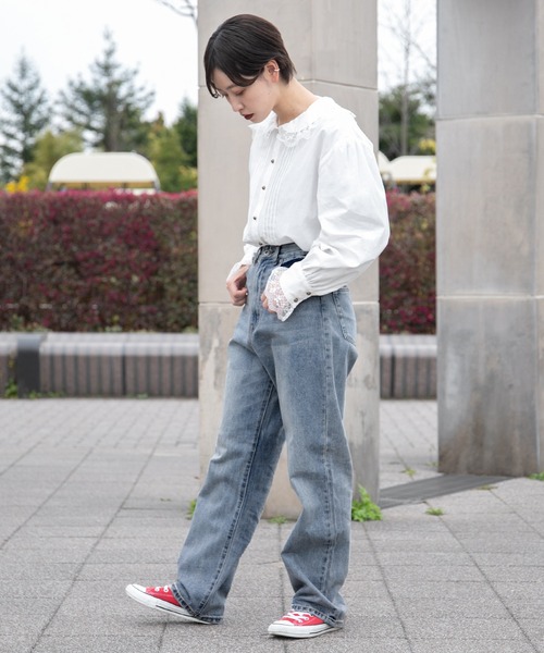 kutir（クティール）の「レース襟ピンタックブラウス（シャツ/ブラウス・レディース・ホワイト/チャコールグレー・FREE）」の19枚目の写真