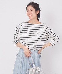abahouse mavie | ecru　コットンボーダーワイドプルオーバー(Tシャツ/カットソー)