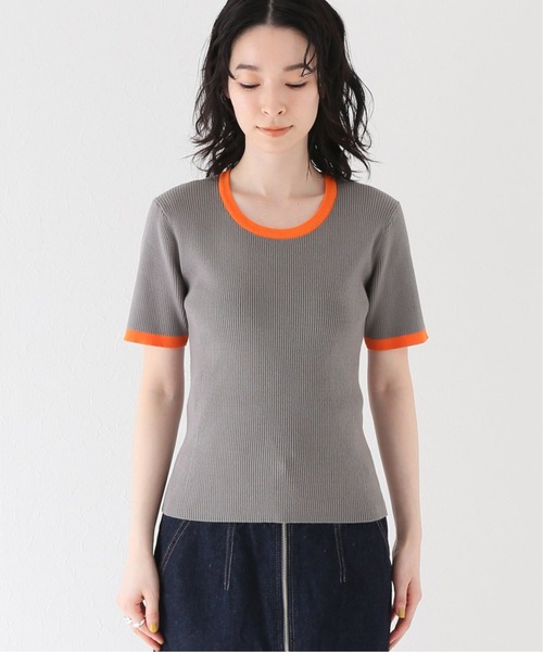 JOINT WORKS（ジョイントワークス）の「J-バイカラーハーフスリーブニット（ニット/セーター・レディース・アイボリー/チャコールグレー・FREE）」の5枚目の写真