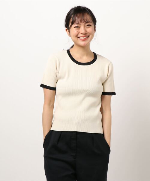 JOINT WORKS（ジョイントワークス）の「J-バイカラーハーフスリーブニット（ニット/セーター・レディース・アイボリー/チャコールグレー・FREE）」の13枚目の写真