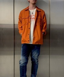 DIESEL | メンズ シャツ 長袖 ミリタリー ミックスファブリック ポケットディテール(シャツ/ブラウス)