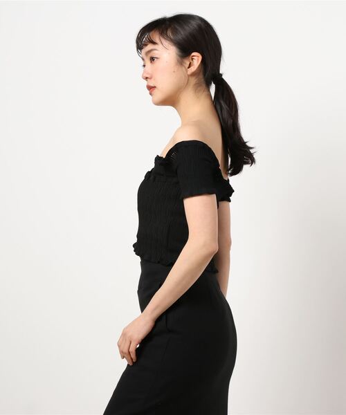 ANAP（アナップ）の「シャーリングオフショルトップス（Tシャツ/カットソー・レディース・ブラック/オフホワイト/ライトベージュ・FREE）」の22枚目の写真