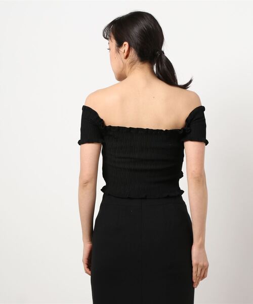 ANAP（アナップ）の「シャーリングオフショルトップス（Tシャツ/カットソー・レディース・ブラック/オフホワイト/ライトベージュ・FREE）」の9枚目の写真