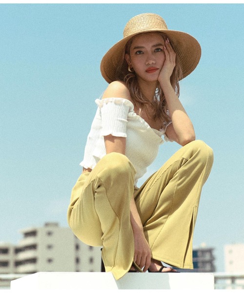 ANAP（アナップ）の「シャーリングオフショルトップス（Tシャツ/カットソー・レディース・ブラック/オフホワイト/ライトベージュ・FREE）」の13枚目の写真