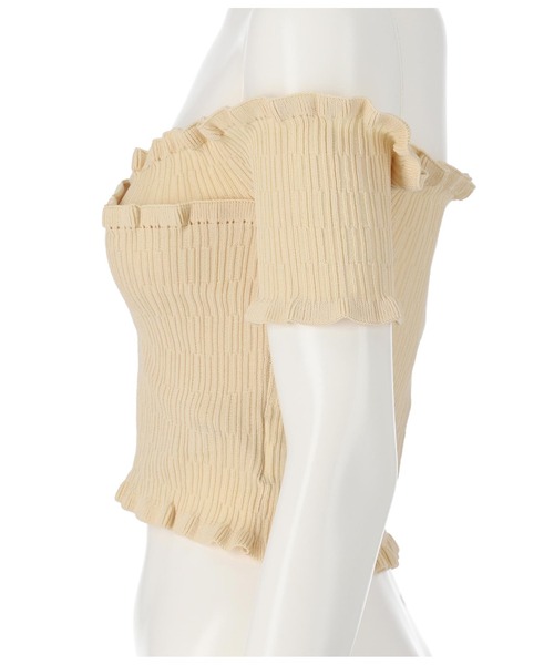 ANAP（アナップ）の「シャーリングオフショルトップス（Tシャツ/カットソー・レディース・ブラック/オフホワイト/ライトベージュ・FREE）」の6枚目の写真