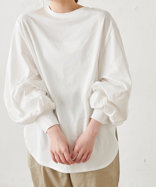 PUAL CE CIN（ピュアルセシン）の「【WEB限定】つい着たくなる。大人見え２wayプルオーバー（Tシャツ/カットソー・レディース・ホワイト/ブラック・FREE）」の4枚目の写真