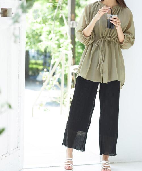 INGNI（イング）の「シアープリーツ／パンツ（その他パンツ・レディース・ブラック/ブラウン/アイボリー/ミント/ブルーグレー・FREE）」の3枚目の写真