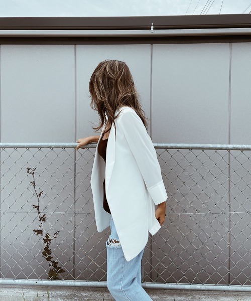 esutoreja（エストレジャ）の「シースルースリットサマージャケット（テーラードジャケット・レディース・ホワイト/グレー・FREE）」の8枚目の写真