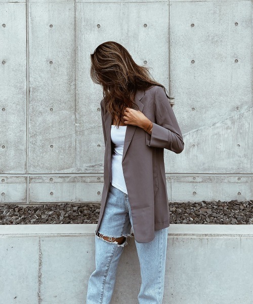 esutoreja（エストレジャ）の「シースルースリットサマージャケット（テーラードジャケット・レディース・ホワイト/グレー・FREE）」の14枚目の写真