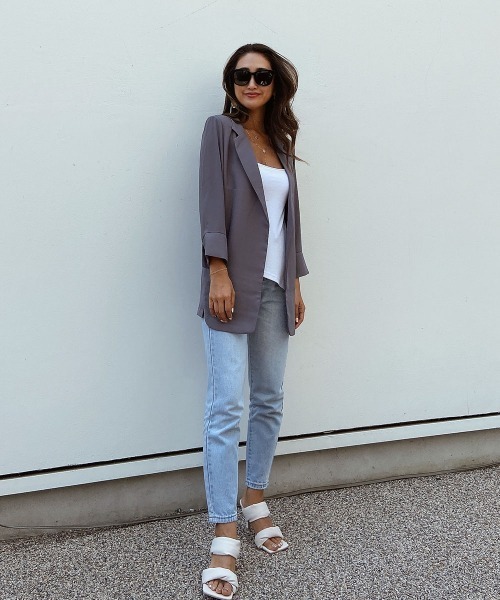 esutoreja（エストレジャ）の「シースルースリットサマージャケット（テーラードジャケット・レディース・ホワイト/グレー・FREE）」の17枚目の写真