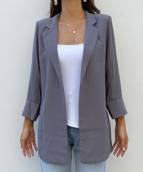 esutoreja（エストレジャ）の「シースルースリットサマージャケット（テーラードジャケット・レディース・ホワイト/グレー・FREE）」の22枚目の写真